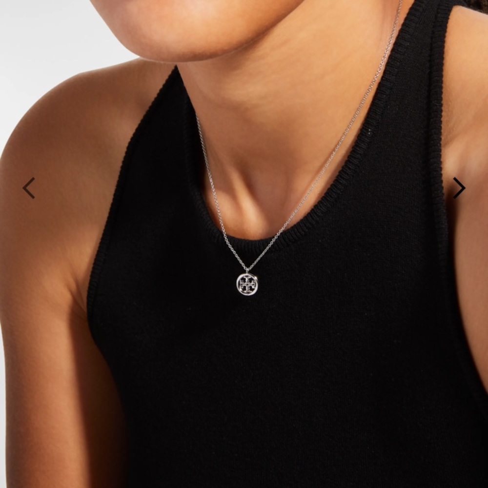 Tory Burch New Silver Miller Pendant Neckalce $98